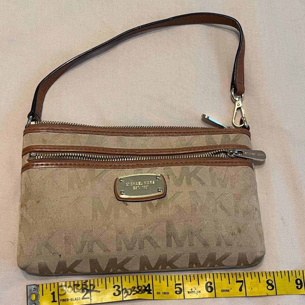 Michael Kors Tan and Brown Wristlet